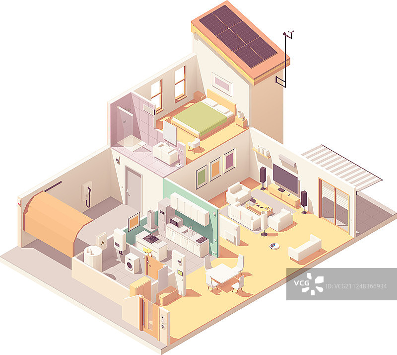 2.5D房屋横截面图片素材