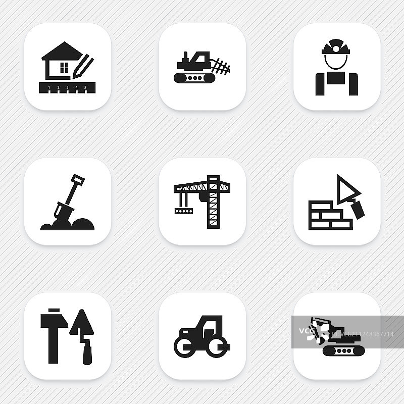 一组9可编辑的结构图标包括图片素材