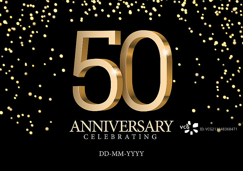 50周年金色3D数字图片素材