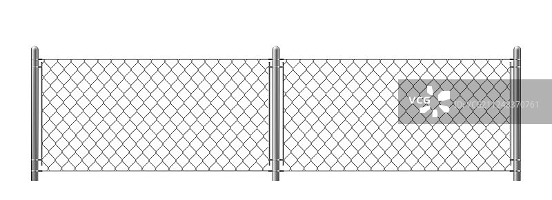 白色背景上的两段铁丝网图片素材