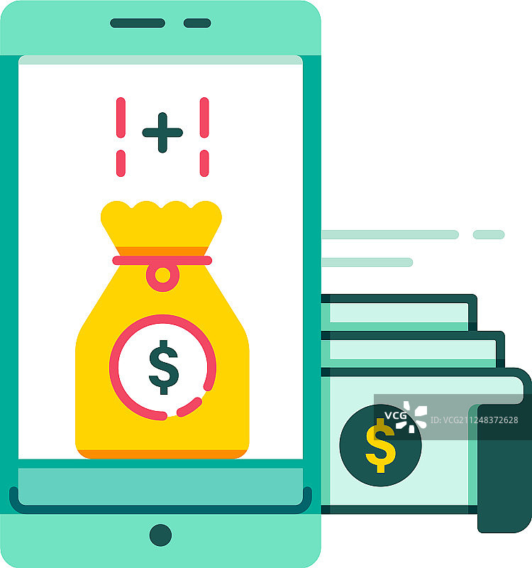 电子钱包充值奖励扁平风格设计图片素材