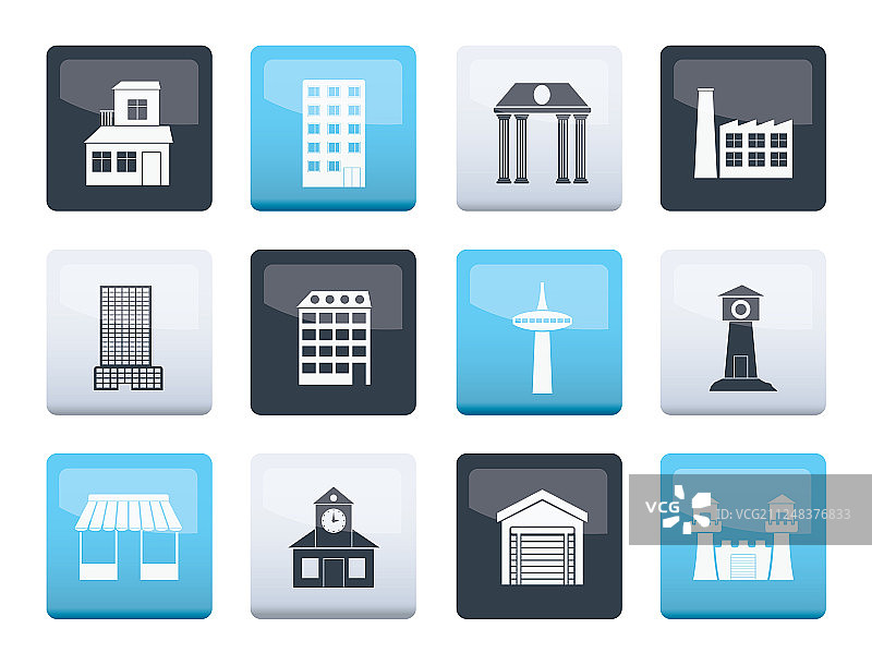 不同类型的建筑和城市图标图片素材