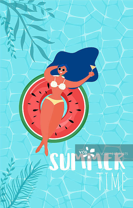 俯视图夏季泳池派对图片素材