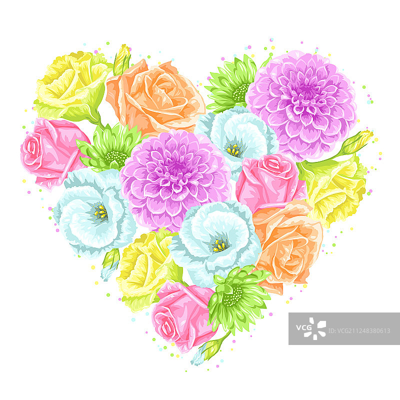 装饰爱心与精致花朵图片素材