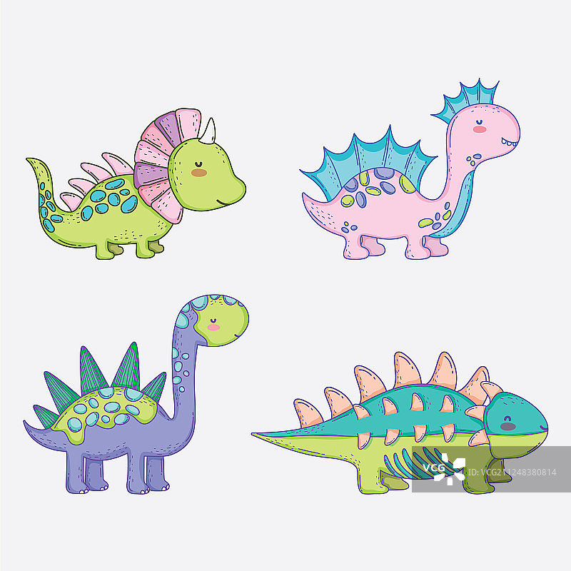 可爱三角龙与盔龙套装图片素材