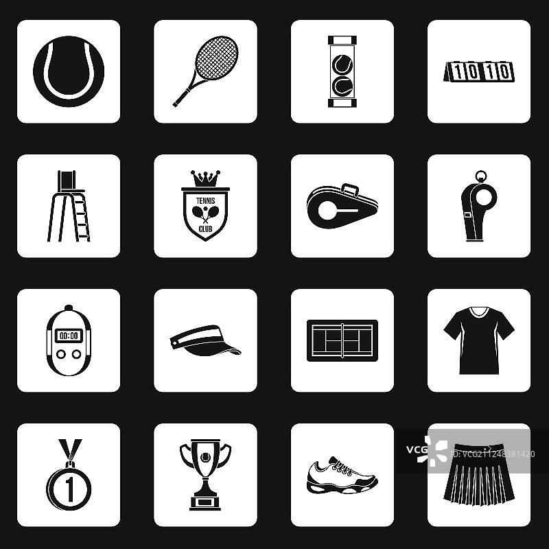 网球图标方形合集图片素材