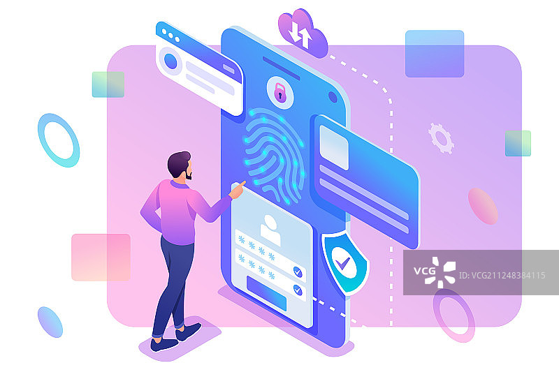 2.5D使用手机的年轻男人图片素材