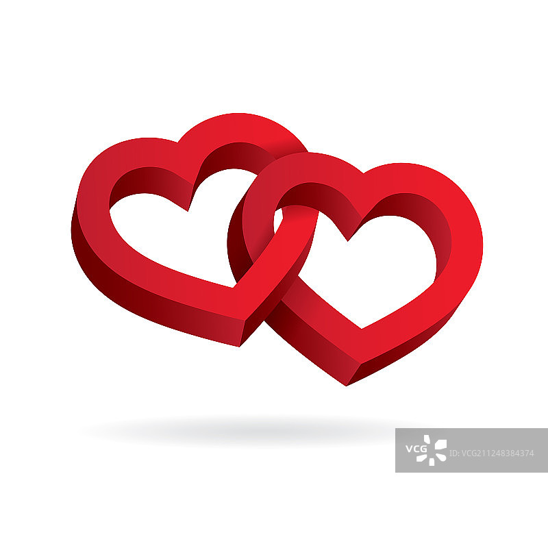 白色背景上的缠绕双心图片素材