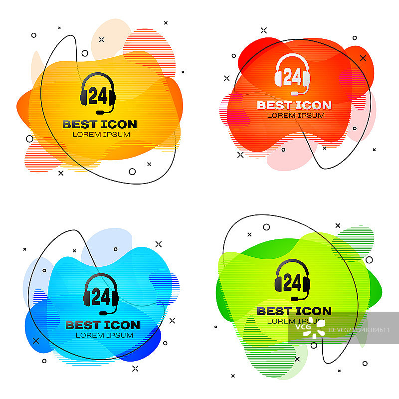 黑色客服支持耳机图标图片素材