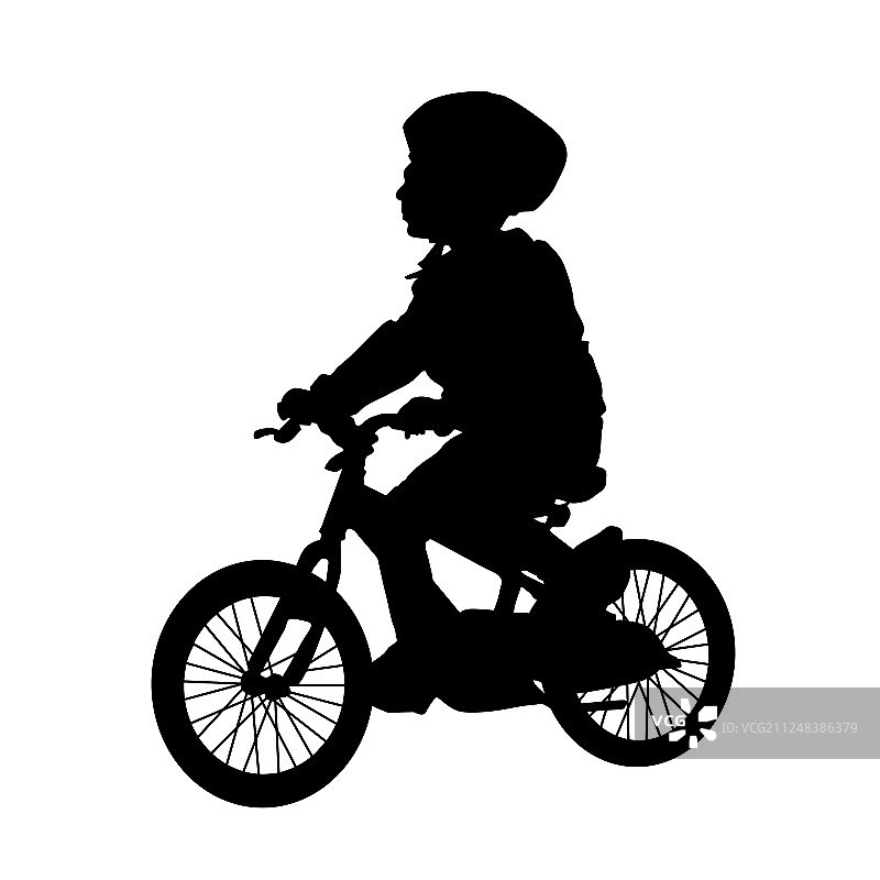 骑自行车的小男孩剪影图片素材