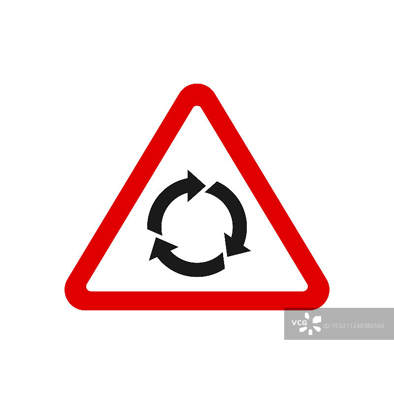 三角形环岛交通标志图片素材