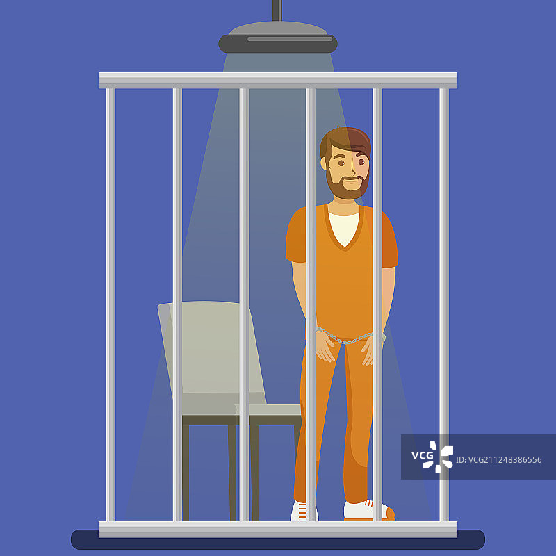 金属栅栏后的囚犯图片素材