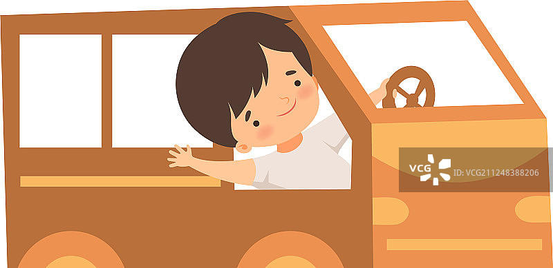 驾驶玩具汽车的可爱创意男孩图片素材