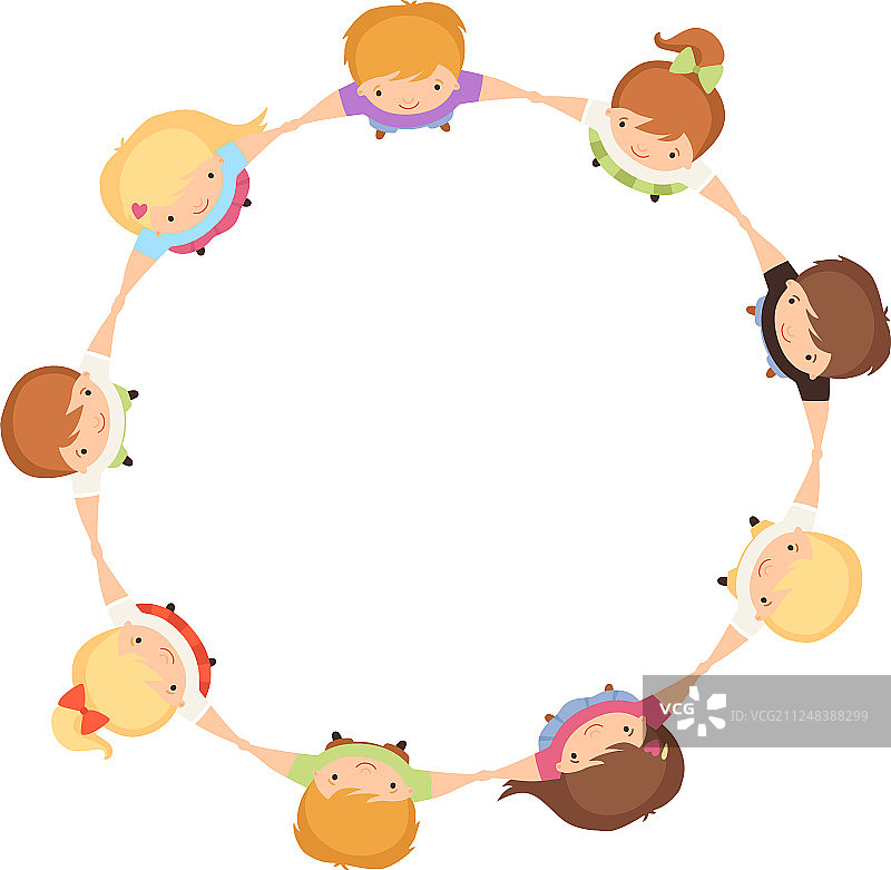 手拉手围成圈跳舞的可爱孩子们图片素材