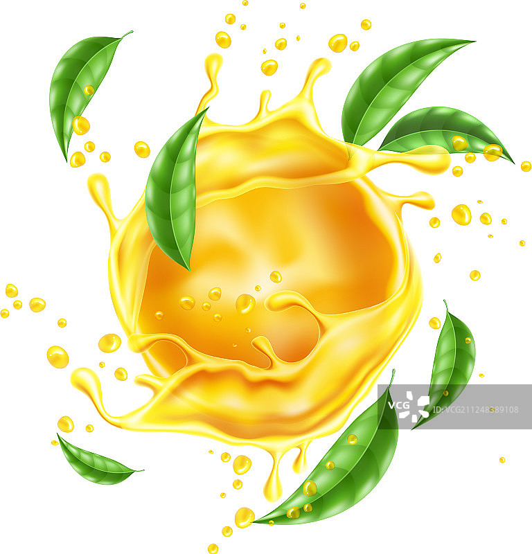 3D橙汁飞溅流动液体图片素材