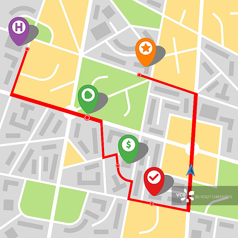 带河流的虚构城市地图图片素材