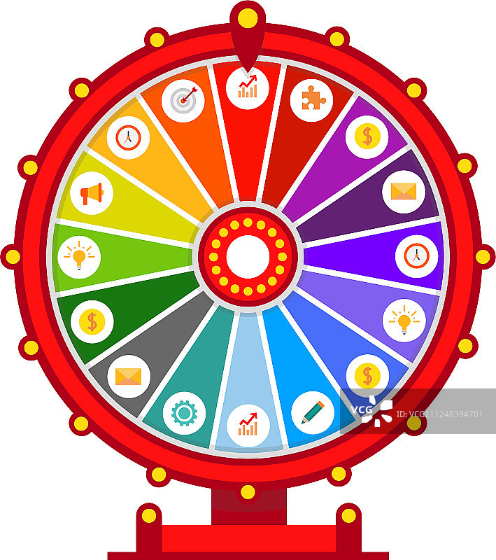 幸运轮盘信息图元素（扁平风格）图片素材