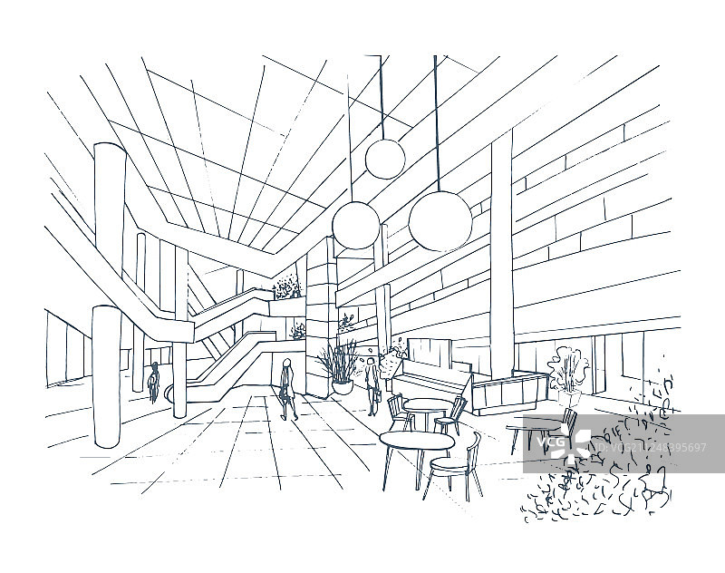 现代购物中心室内轮廓图片素材