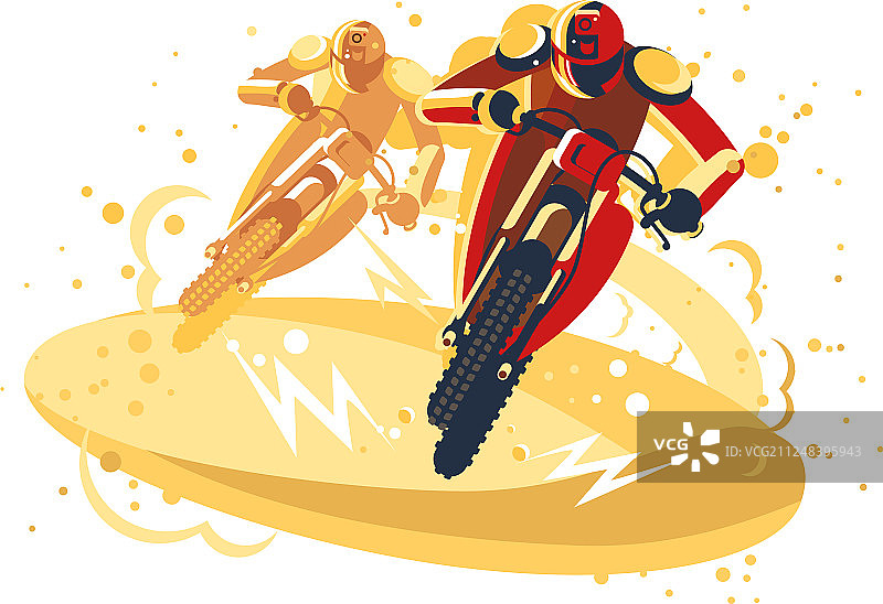 参加骑行比赛的摩托车越野赛车手图片素材