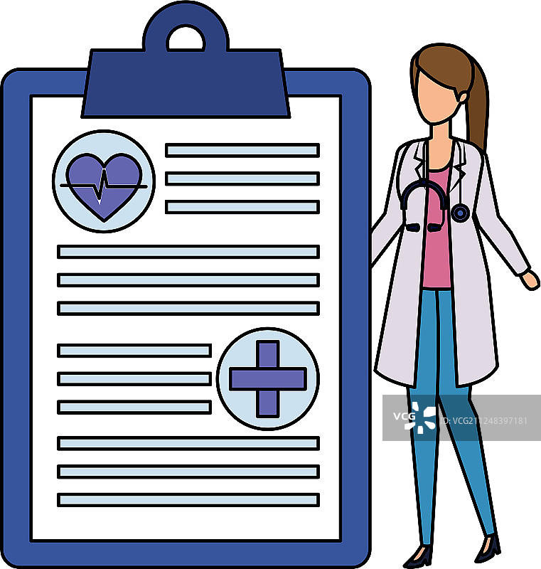 手持听诊器和医疗订单的女医生图片素材