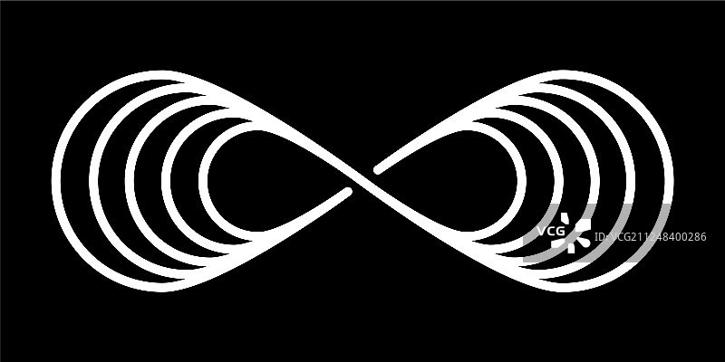 黑色背景上的无限循环黑色扁平风格图片素材