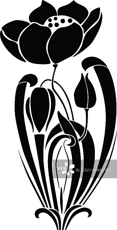程式化复古郁金香花蕾轮廓图片素材