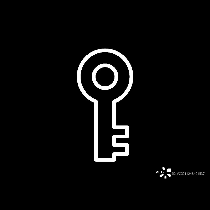 黑色背景上的钥匙线条图标图片素材