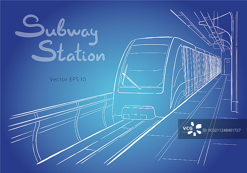 手绘莫斯科轻轨站图片素材