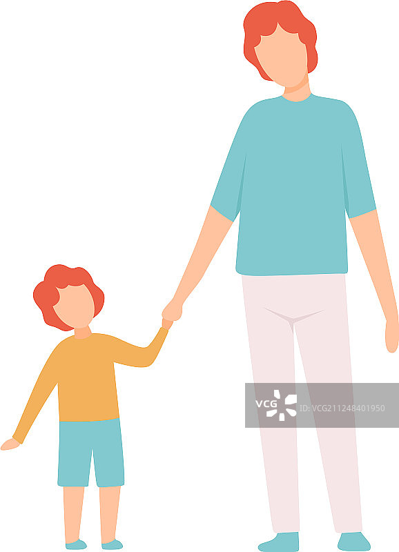 父子手牵手同行图片素材