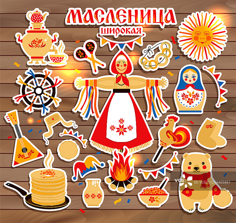 俄罗斯主题贴纸套装图片素材