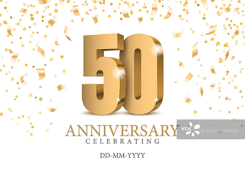 50周年金色3D数字图片素材