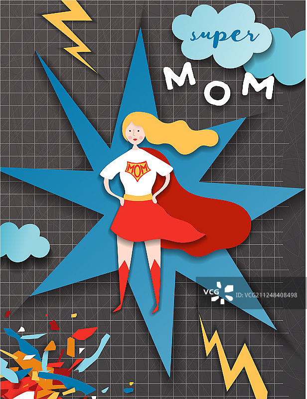母亲节贺卡：超级妈妈形象图片素材