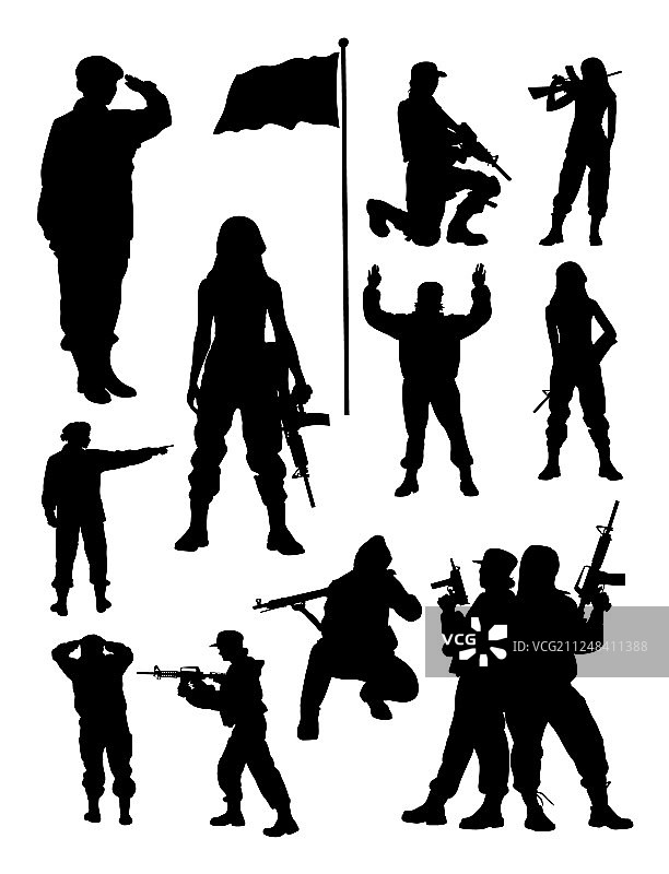 女兵剪影图片素材