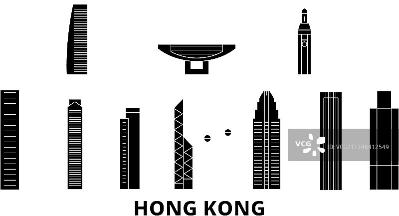 中国香港扁平风格旅行天际线图片素材