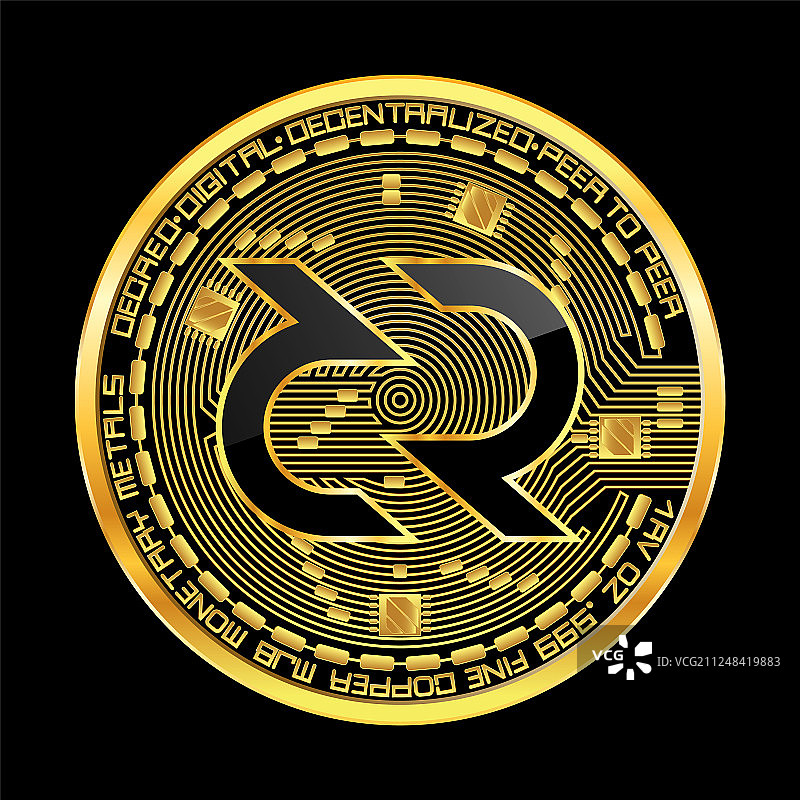 Decred加密货币金色符号图片素材