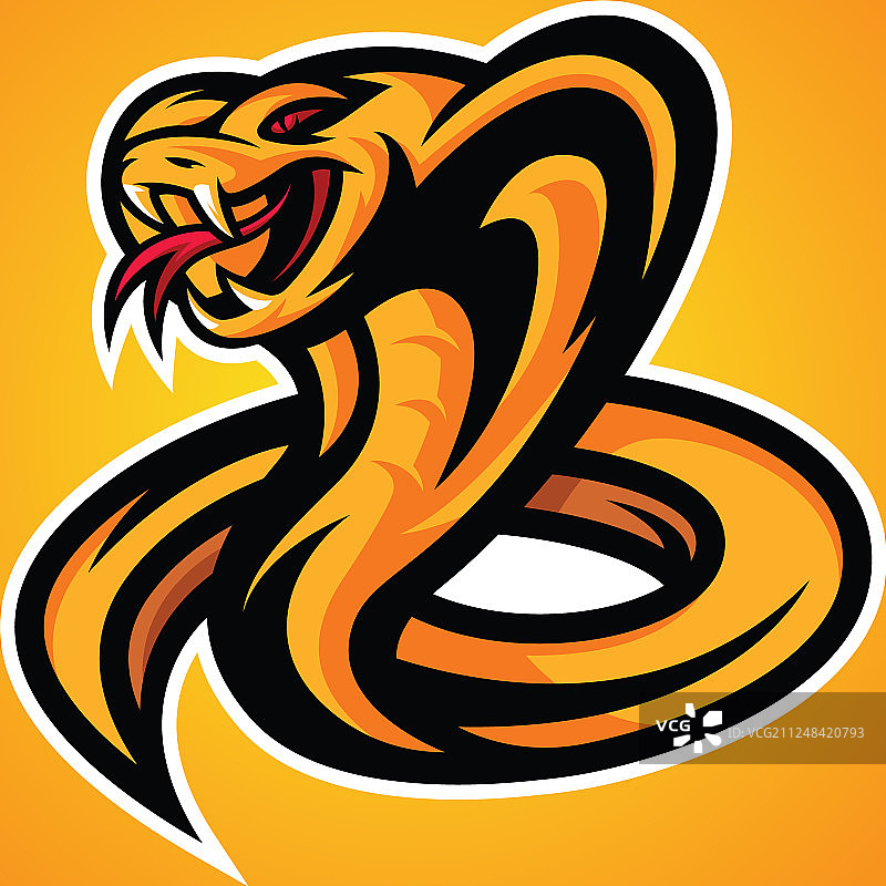 眼镜王蛇黄色现代标志图片素材