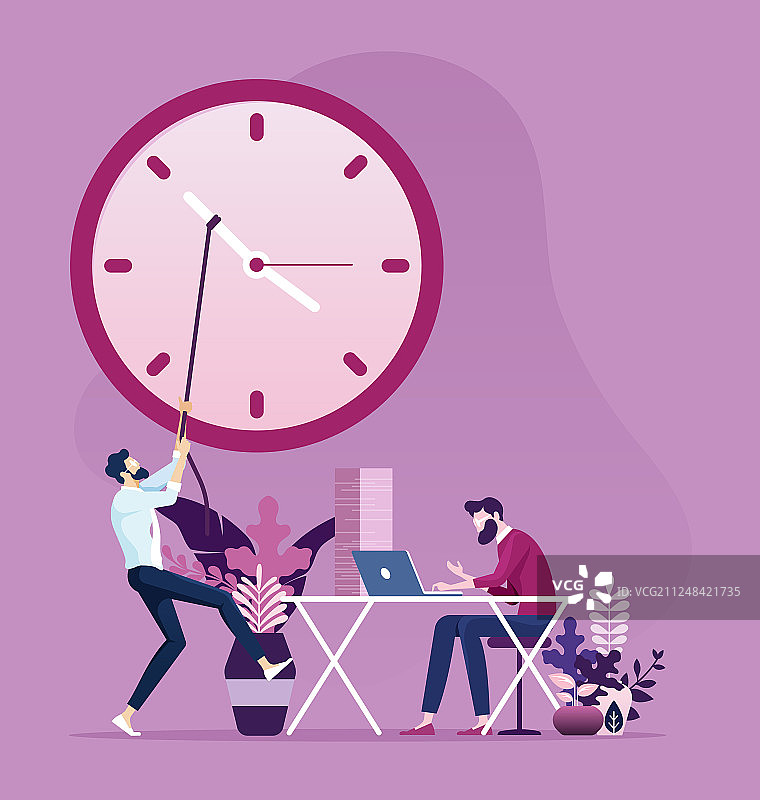 商人移动时钟指针来改变时间图片素材