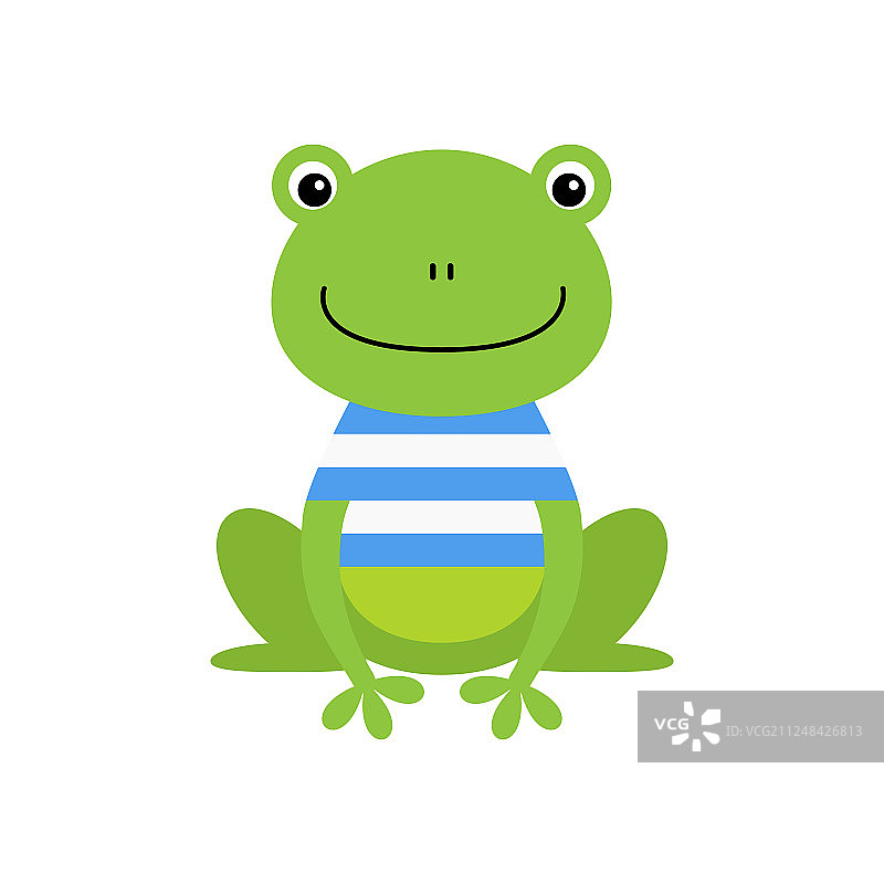 可爱的绿色水手青蛙卡通角色（已隔离）图片素材