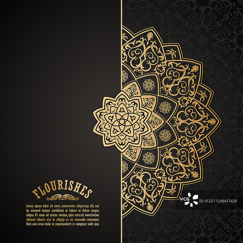 金色曼陀罗复古奢华装饰设计图片素材