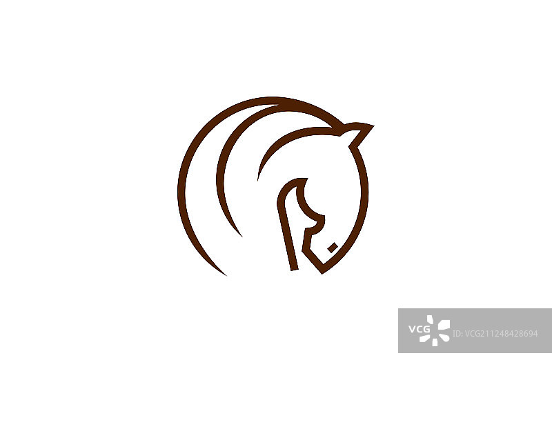 棕色骏马圆形抽象标志图片素材