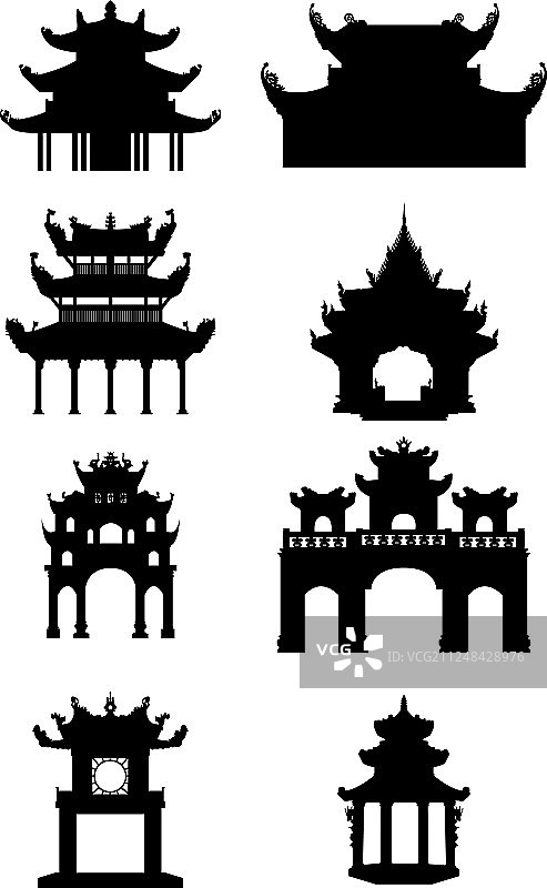 古代佛教寺庙剪影合集图片素材