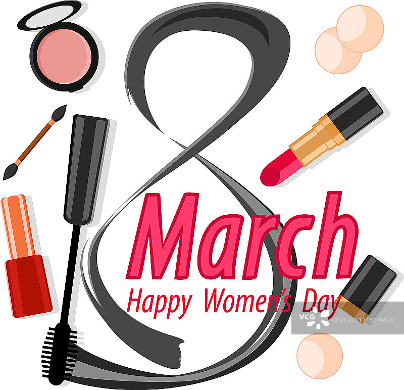 化妆品和墨水书写的数字8图片素材