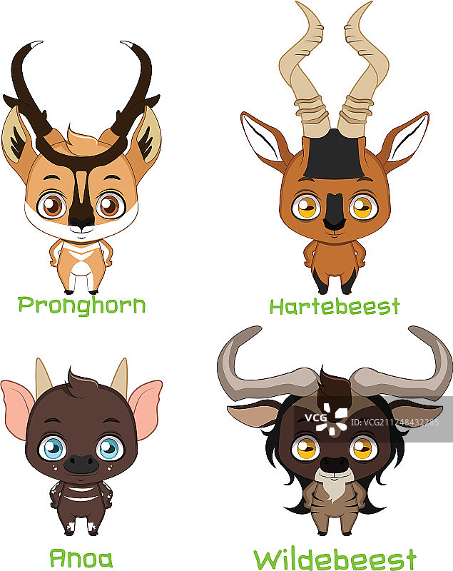 各种带角动物套装图片素材