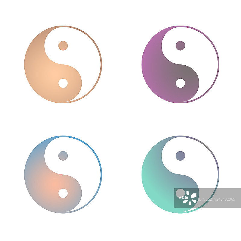 彩色阴阳符号二元论图片素材
