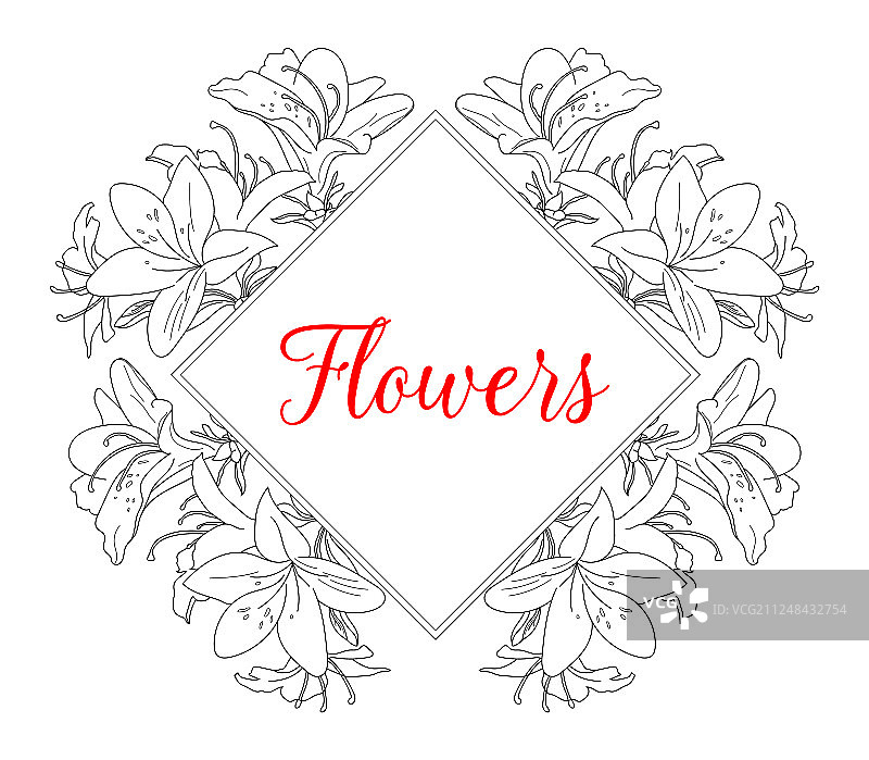 带文字和花卉的婚礼邀请函边框图片素材