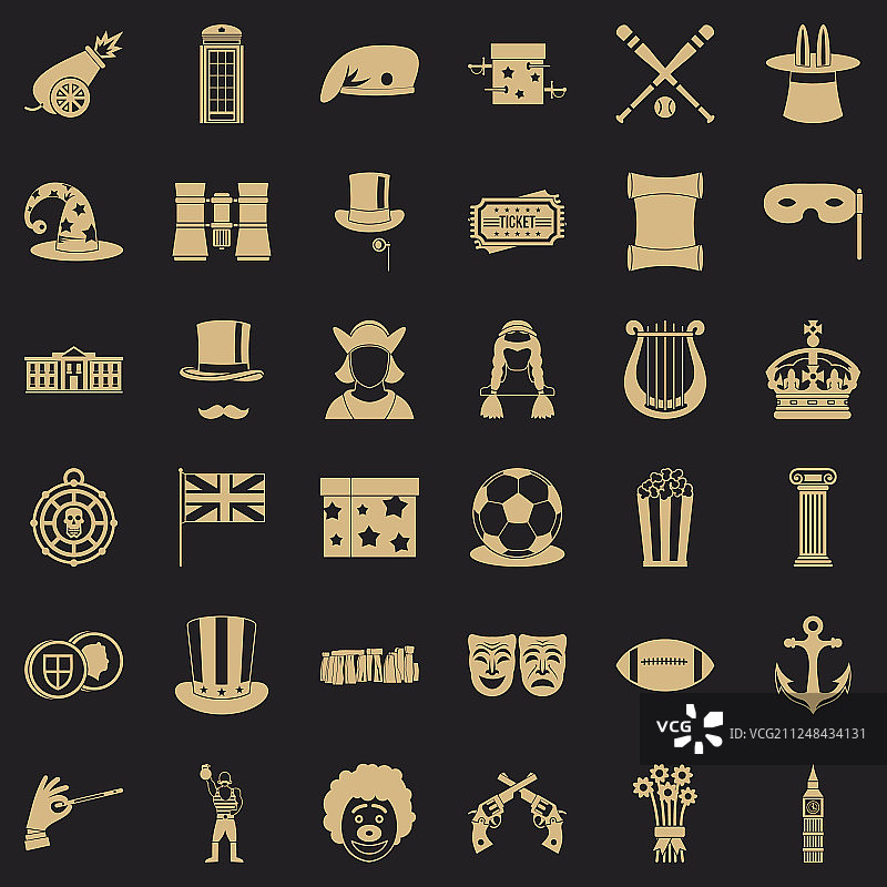 马戏团图标设置简约风格图片素材