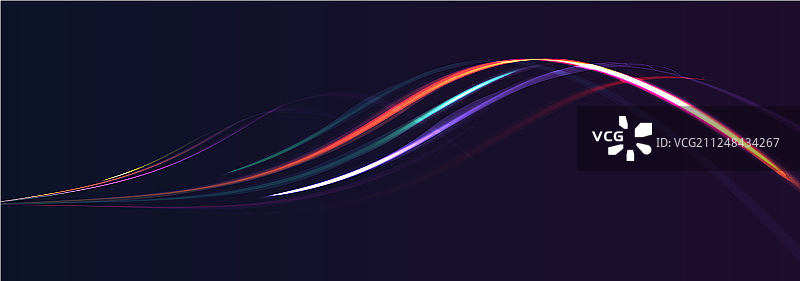 黑暗中发光的未来主义彩色线条图片素材