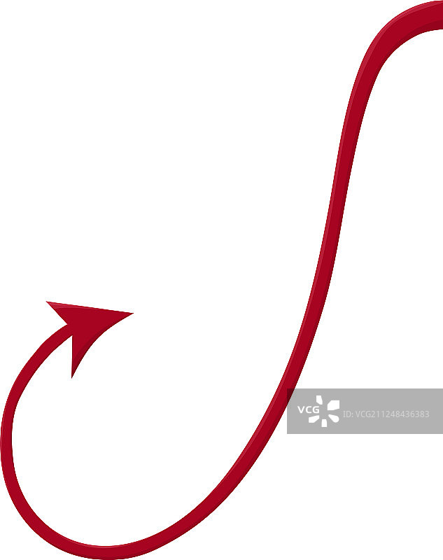 白色背景上孤立的红色恶魔尾巴图片素材