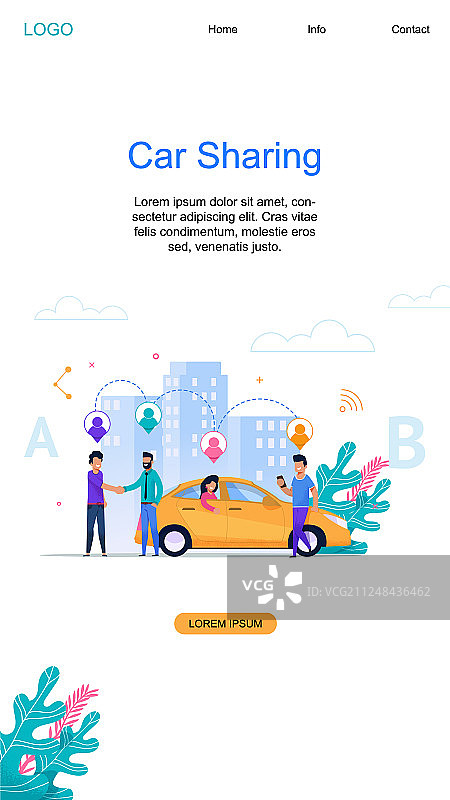 汽车共享在线服务竖版banner扁平设计图片素材