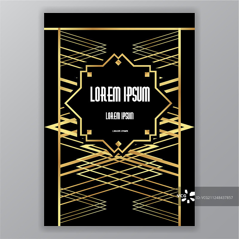 装饰艺术风格的金色黑色页面模板图片素材